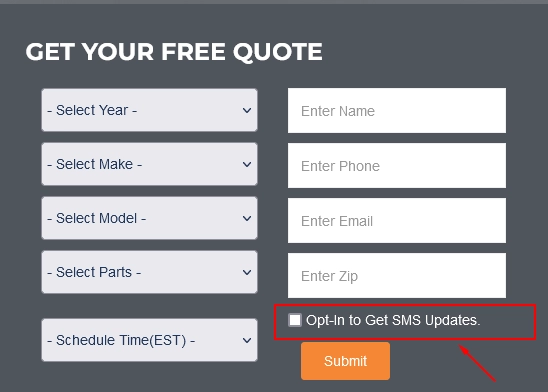 SMS Consent Form sms form